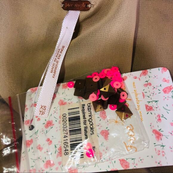 SALE! New Free People Tan Sequin Camisole Top XS - Picture 7 of 10